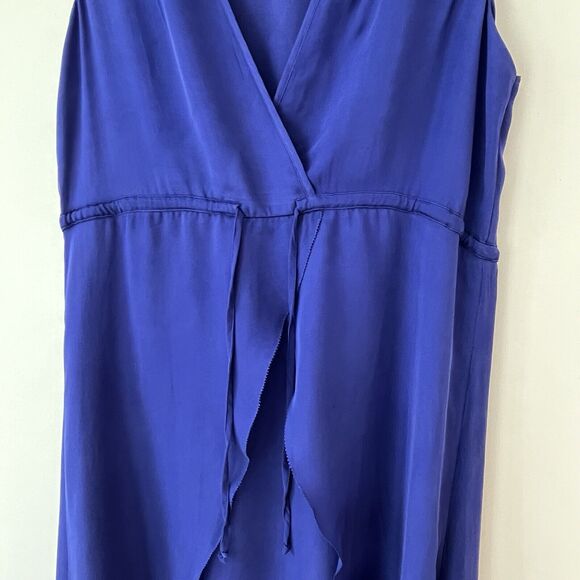 Madison Marcus Royal Blue Silk Maxi Dress Womens Small Layered High Slit - Picture 5 of 11